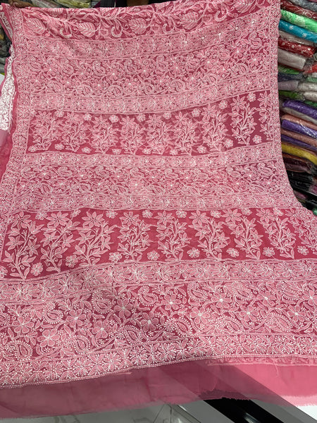 Chikankari allover work sarees