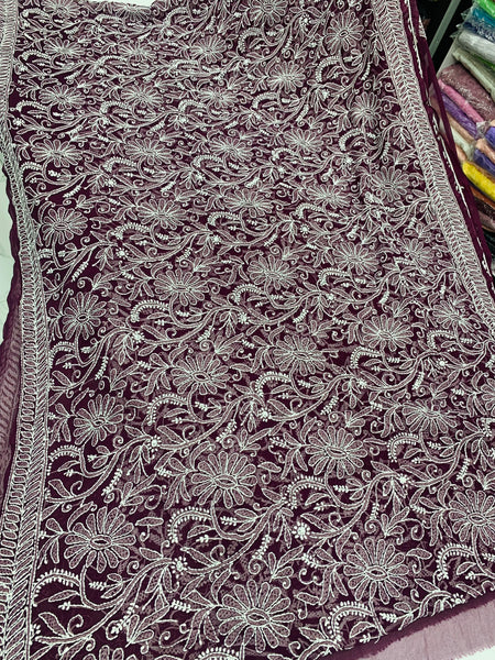 Chikankari allover work sarees