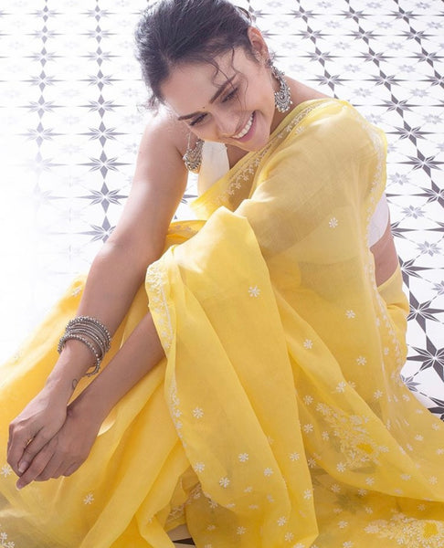 Veersons Hand Embroidered Cotton Lucknow Chikan Saree With Blouse - Veersons-Chikankari Studio