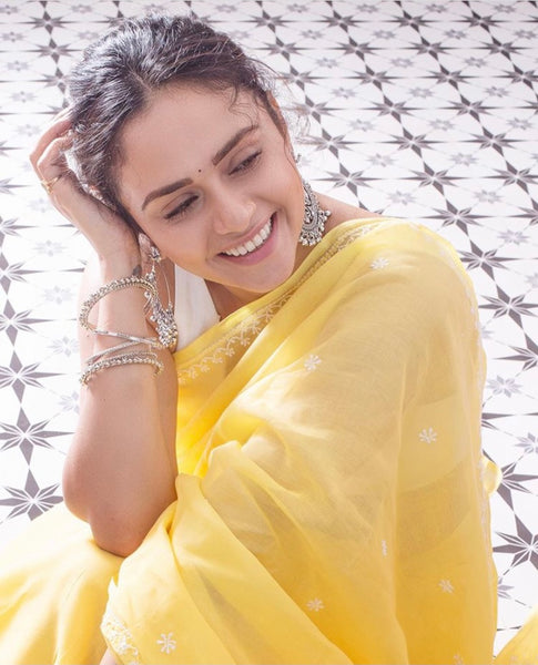 Veersons Hand Embroidered Cotton Lucknow Chikan Saree With Blouse - Veersons-Chikankari Studio