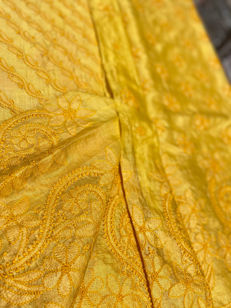 Veersons Chikankari Hand-Embroidered Premium Silk Saree - Veersons-Chikankari Studio