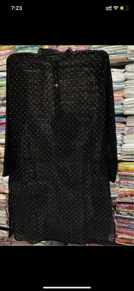 Veersons Chikankari Haquoba Black Georgette Kurta with Moquish Work