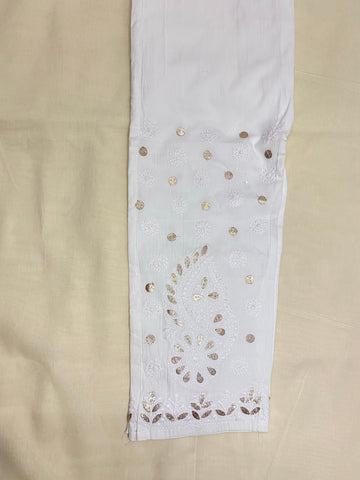 Veersons Chikankari Cotton Stretch Pants with Gotta Patti work with Pockets