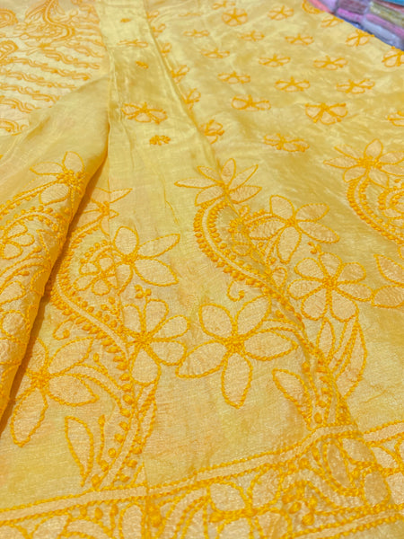 Veersons Chikankari Hand-Embroidered Premium Silk Saree - Veersons-Chikankari Studio