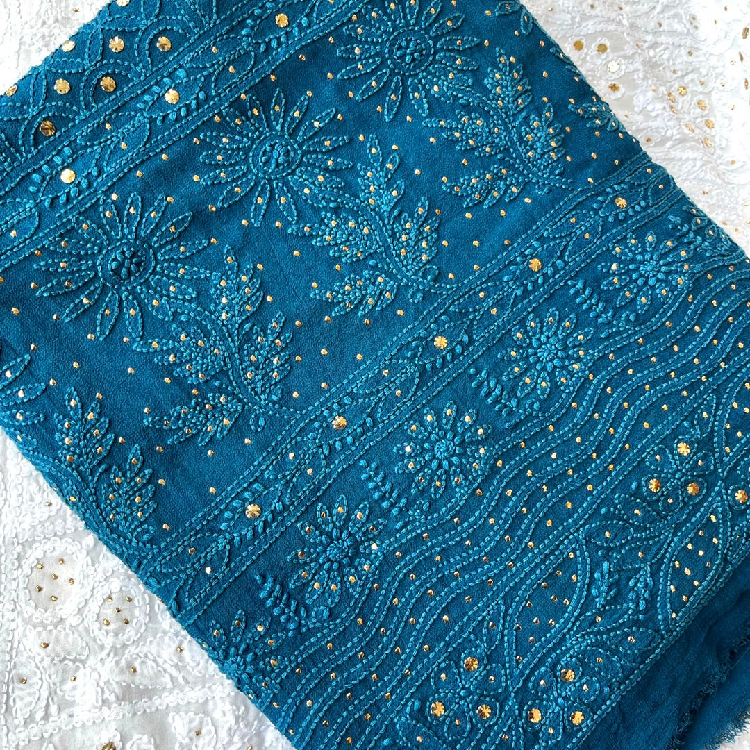 Veersons Chikankari Viscose Georgette with Moquish Work Lucknowi