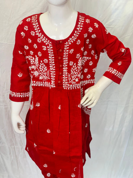 Veersons Chikankari Pure Cotton Kids Kurta and Pants Set