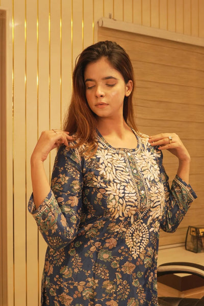 Veersons Chikankari Poly Silk Co-Ord Sets