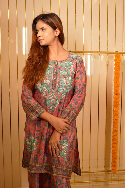Veersons Chikankari Poly Silk Co-Ord Sets