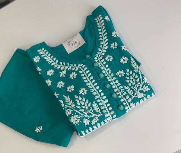 Veersons Chikankari Pure Cotton Kids Kurta and Pants Set