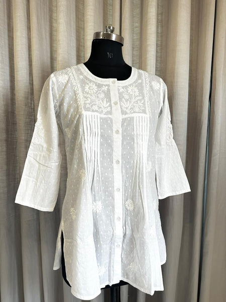 Veersons Pure Mul Cotton Hand-Embroidered Chikankari Shirt