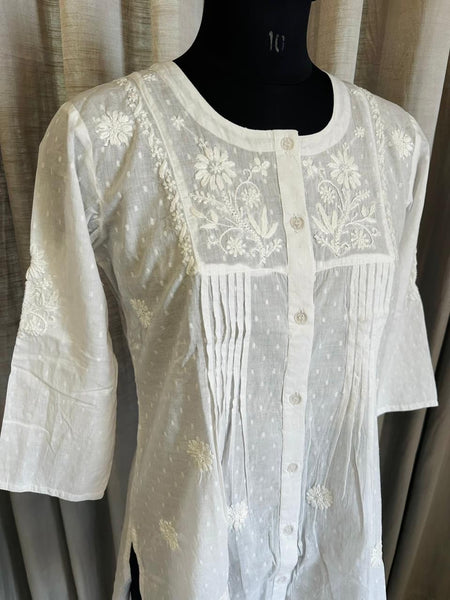Veersons Pure Mul Cotton Hand-Embroidered Chikankari Shirt