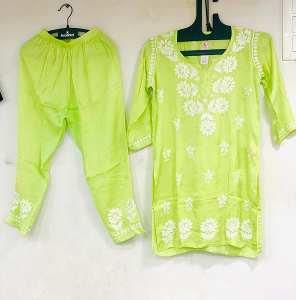 Veersons chikankari kids wear modal cordset with Duppata.