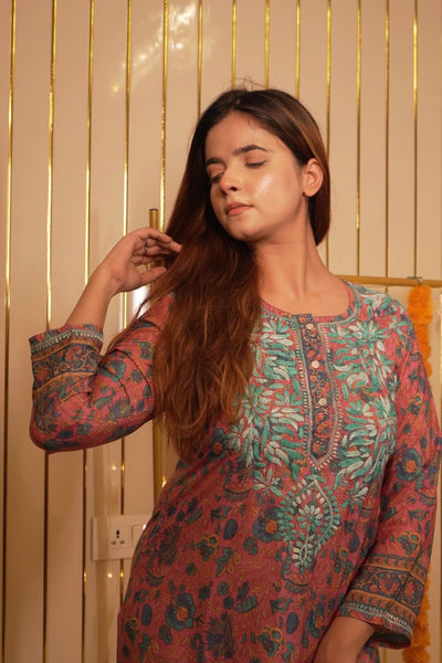Veersons Chikankari Poly Silk Co-Ord Sets