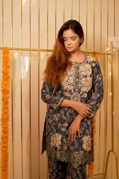 Veersons Chikankari Poly Silk Co-Ord Sets