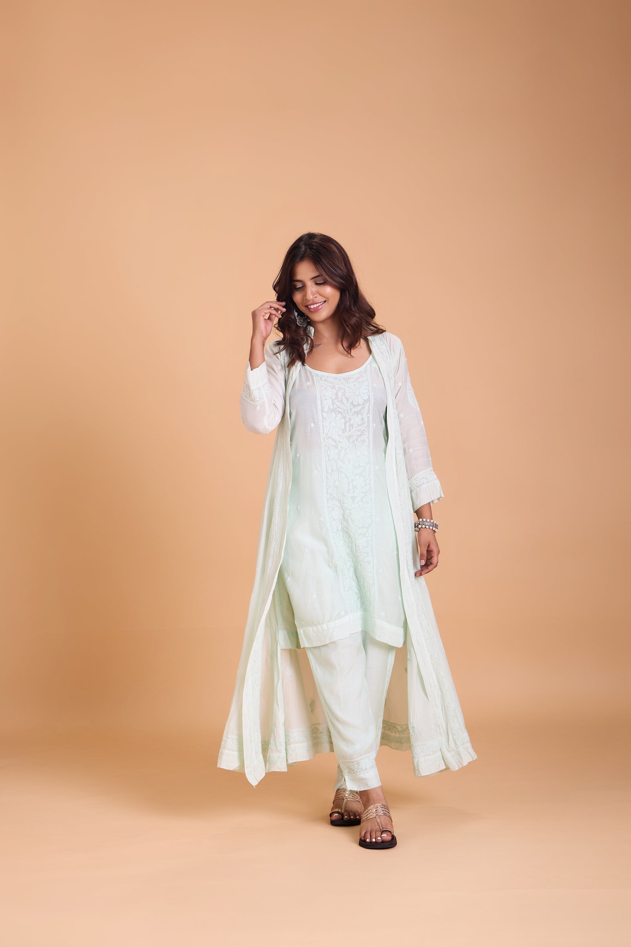 Veersons chikankari Muslin Shrug 3 psc set – Veersons-Chikankari