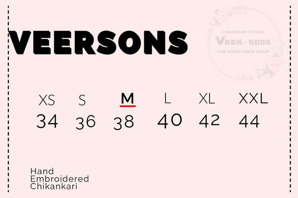 Veersons Hand Embroidered Georgette Anarkali Kurta - Veersons-Chikankari Studio