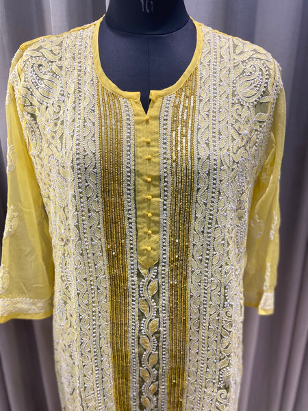 Veersons Hand Embroidered Kurti with Sequence Work - Veersons-Chikankari Studio