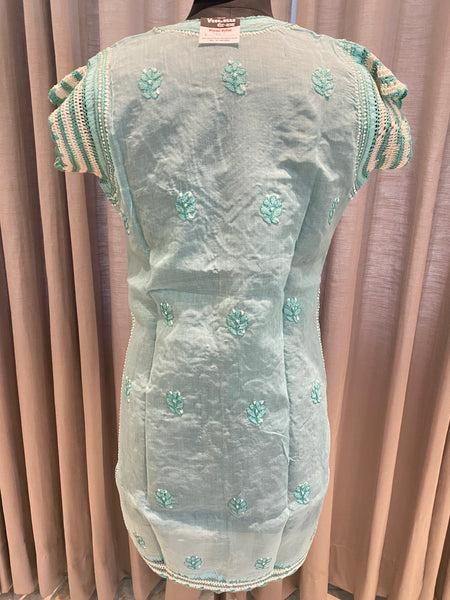 Veersons Chikankari Blue Cotton Kurti - Veersons-Chikankari Studio