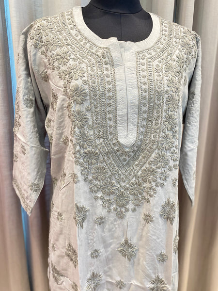 Veersons Chikankari Plus Size Modal Cotton Lucknowi Chikankari Kurti - Veersons-Chikankari Studio