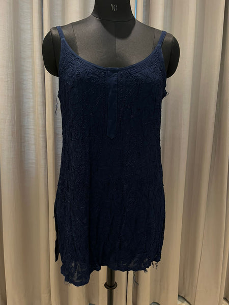 Veersons Chikankari Viscose Georgette spaghetti short Top