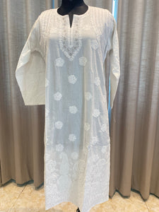 Veersons Chikankari Hand-Embroidered Mul Cotton Chikankari Kurta