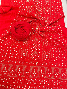 Veersons Chikankari ViscoseGeorgette Hand-Embroidered Kurta Dupatta with Gotta Patti - Veersons-Chikankari Studio