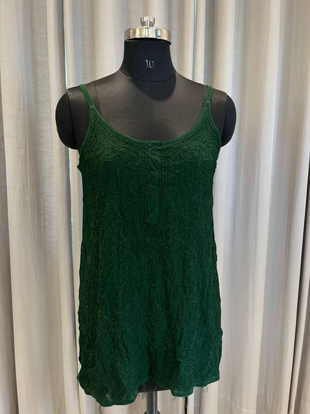 Veersons Chikankari Viscose Georgette spaghetti short Top