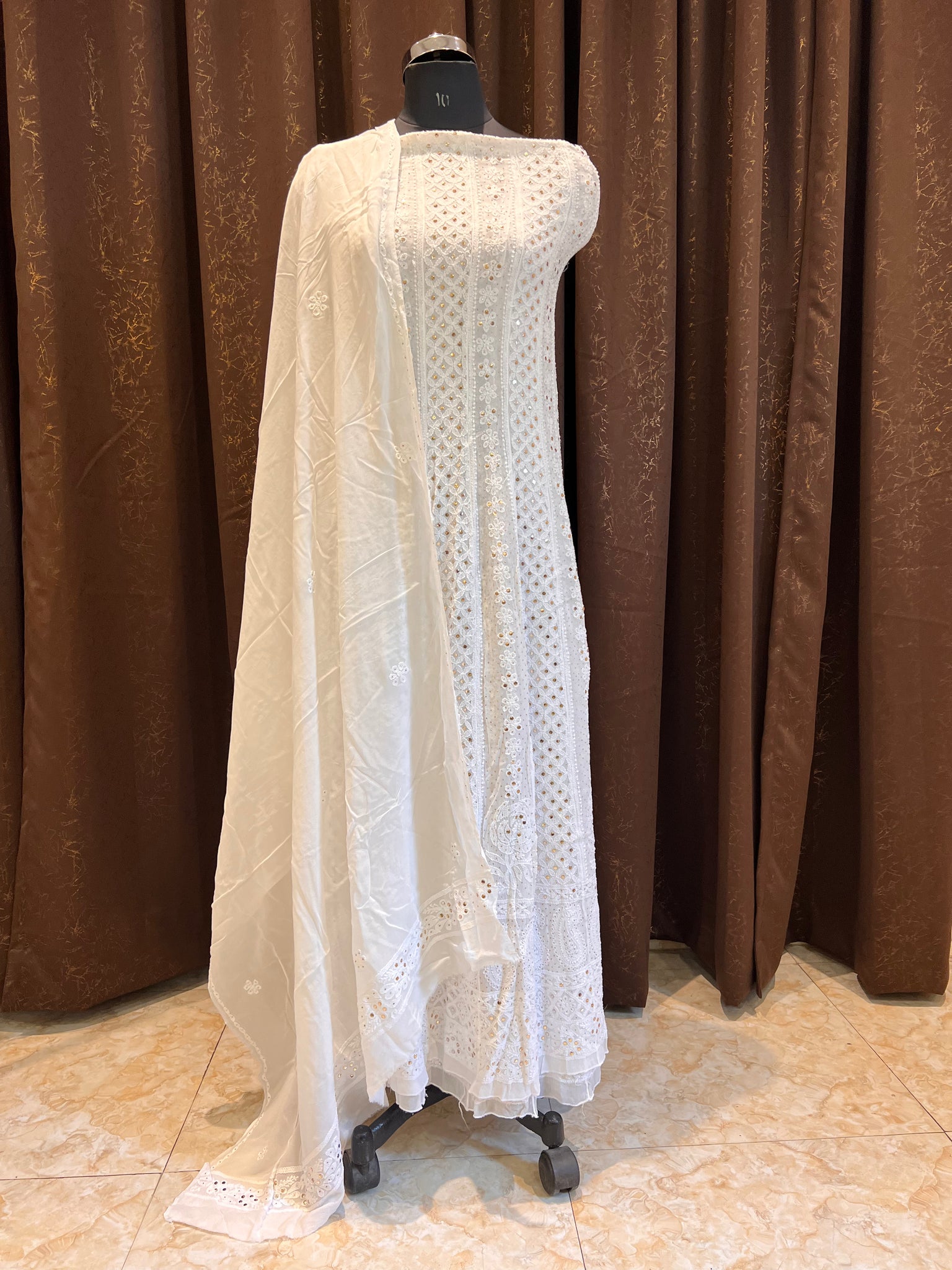 White chikankari 2025 anarkali suits