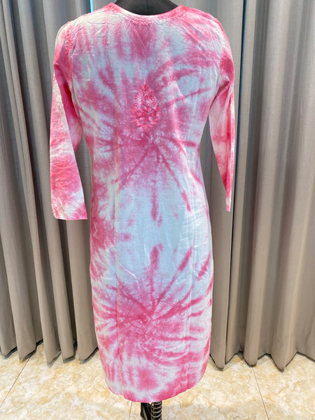 Veersons Chikankari Mulmul Cotton Tye and Dye Lucknow Chikankari Kurti