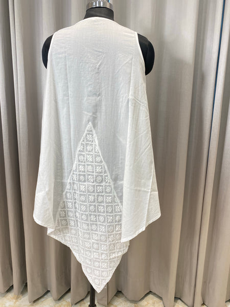 Veersons Chikankari Pure Cotton Pink Kaftan Ponchu Lucknowi Chikankari Short Top