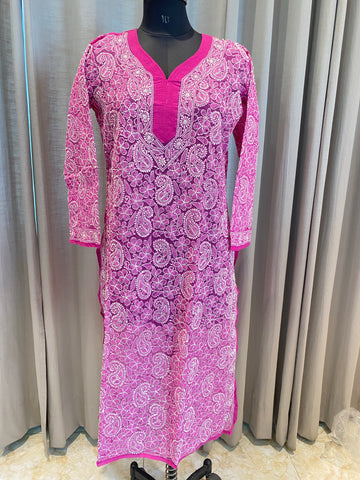 Veersons Chikankari Hand-Embroidered Front and Back Lucknowi Chikankari Kurti
