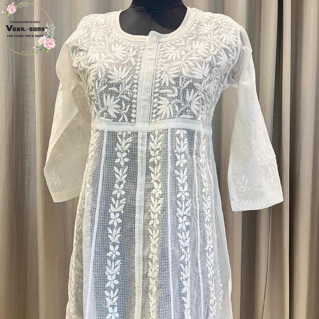 Veersons Chikankari Pure Kota Doria Lucknowi Chikan Anarkali