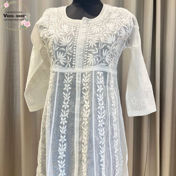 Veersons Chikankari Pure Kota Doria Lucknowi Chikan Anarkali