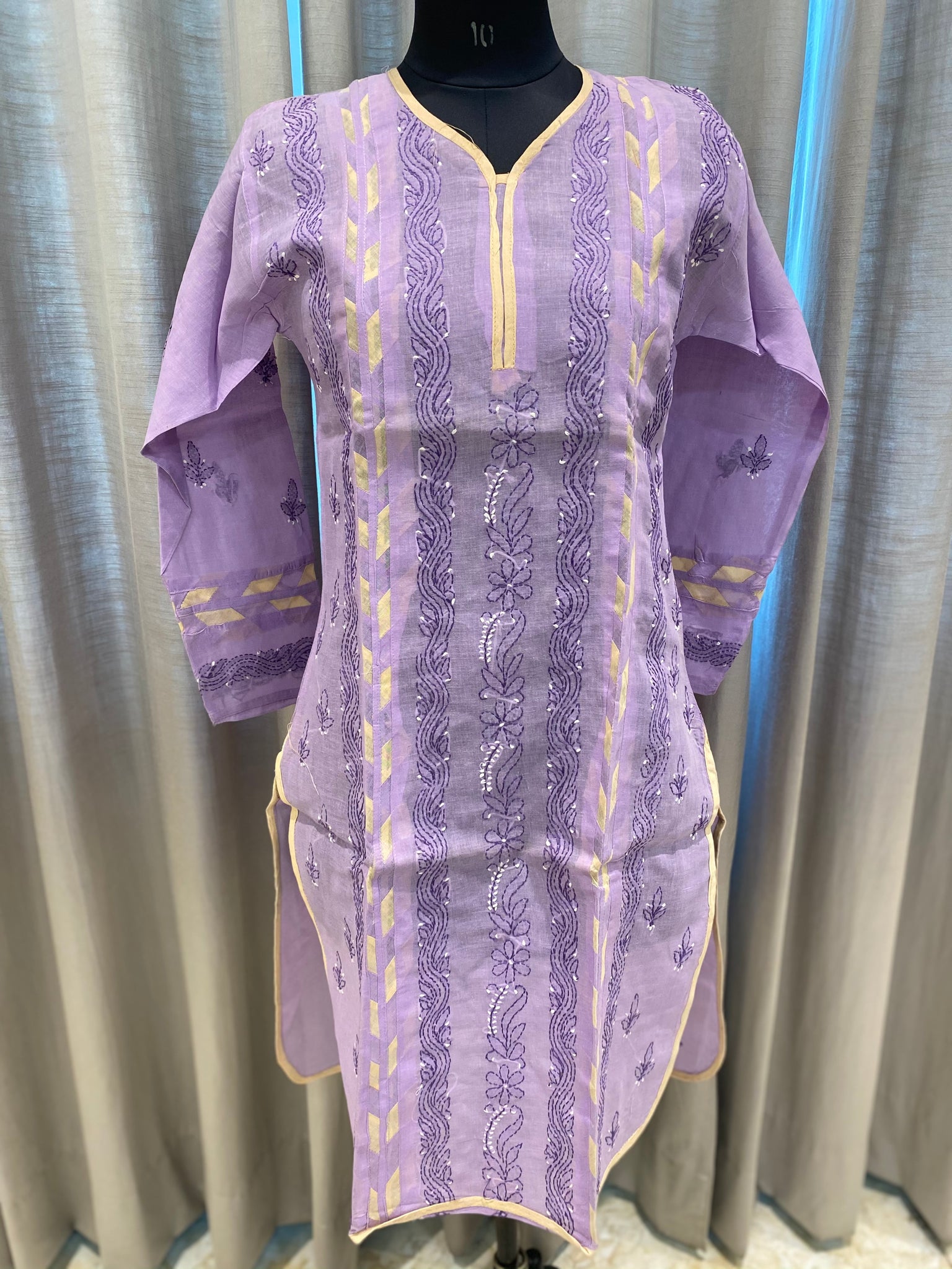 Veersons Chikankari Cotton Kurta with Multi Threadwork - Veersons-Chikankari Studio
