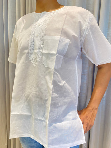 Veersons Chikankari Gents Pure Cotton Short Lucknowi Chikankari Kurta