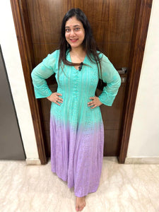 Veersons Chikankari Hand-Embroidered Viscose Georgette Semi Stitched Anarkali with Dupatta