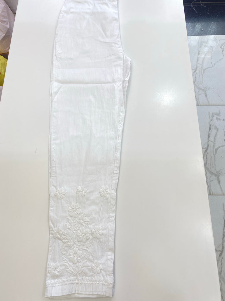 White Cotton Pants With Pockets Lucknowi Chikankari | Kurti embroidery  design, Cotton pants, Nice dresses
