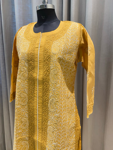 Veersons Chikankari Cotton Chikankari Front Jaal Lucknowi Chikan Kurti