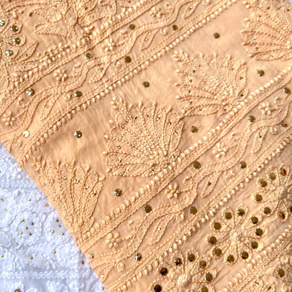 Veersons Chikankari Viscose Georgette with Moquish Work Lucknowi Chikan Unstitched Kurti