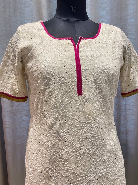Veersons Chikankari Pure Georgette with Moquish Work Lucknowi Kurti