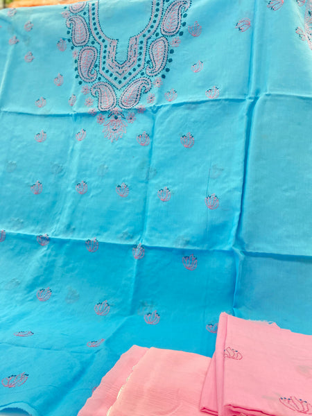 Veersons Chikankari Unstitched Cotton Unstitched Fabric Lucknowi Chikankari - Veersons-Chikankari Studio