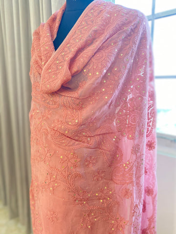 Veersons Hand-Embroidered Chikankari Saree with Moquish Work - Veersons-Chikankari Studio