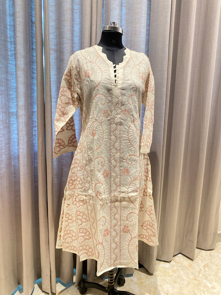 Veersons Chikankari Hand-Embroidered Regal Kurti - Veersons-Chikankari Studio