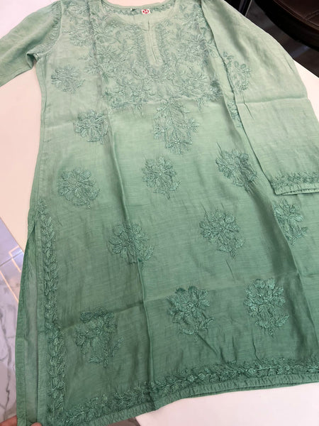 Veersons Chikankari Hand-Embroidered Muslin Ombre Women Short Top