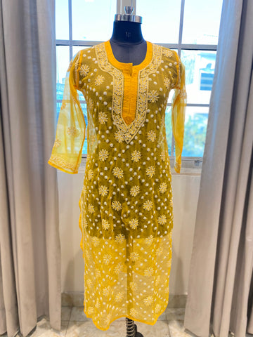 Veersons Chikankari Faux Georgette Lucknowi Chikan