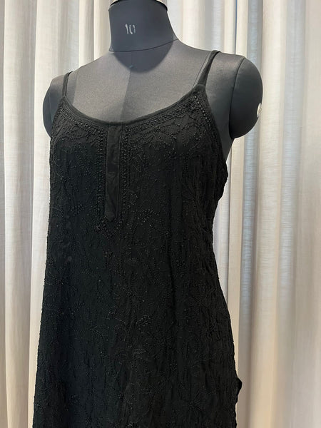 Veersons Chikankari Viscose Georgette spaghetti short Top