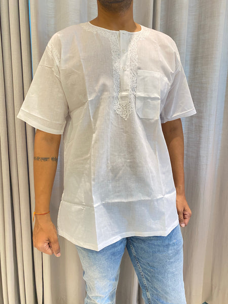 Veersons Chikankari Gents Pure Cotton Short Lucknowi Chikankari Kurta