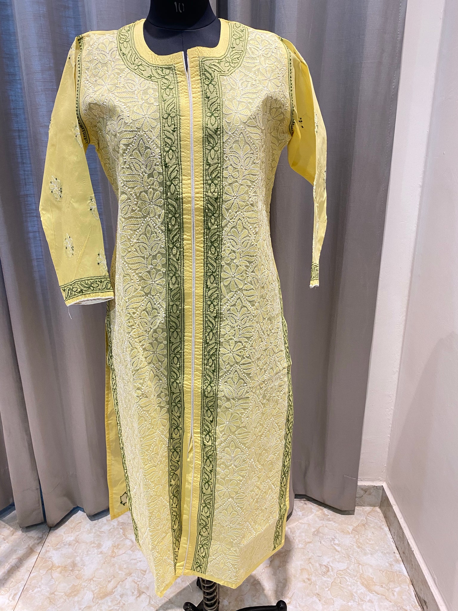 Green Net Embroidery Cotton Kurti Top Summer Wear Lucknow Chikankari WOmen  Kurta | eBay