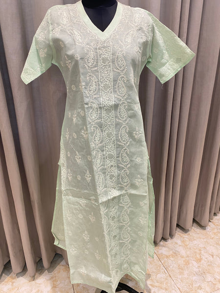 Veersons Chikankari Hand-Embroidered Cotton Kurta - Veersons-Chikankari Studio