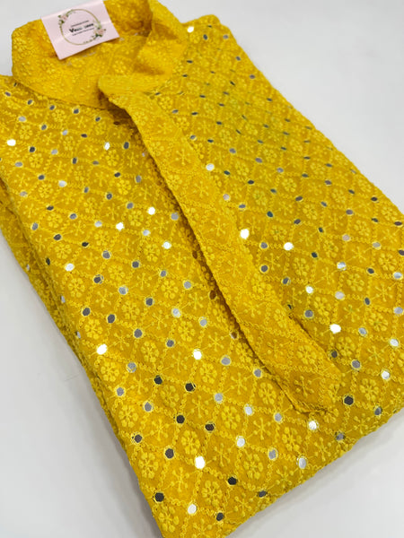 Veersons Chikankari Mirror Work Haquoba Lucknowi Gents Kurta
